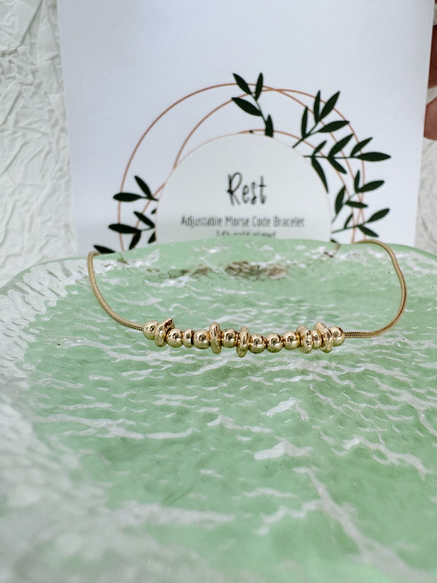 Rest - Gold Secret Message Bracelet